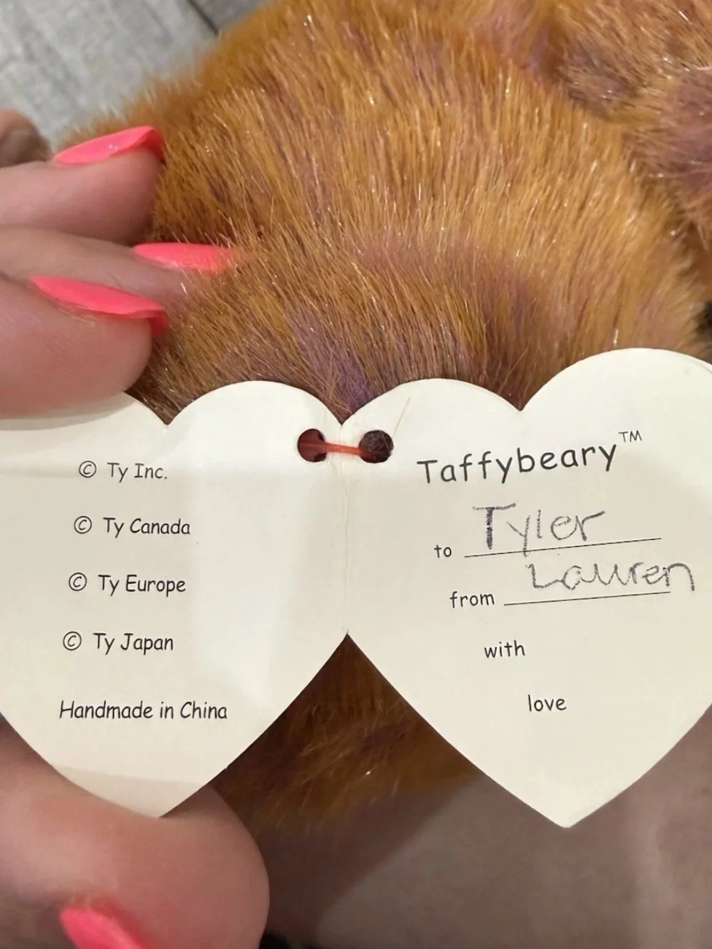 TY Taffybeary Teddy Bear with Red Bow